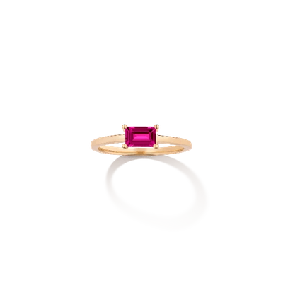 Aurate New York Birthstone Baguette Ring (ruby) In White