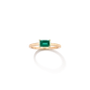 Aurate New York Birthstone Baguette Ring - Emerald In White