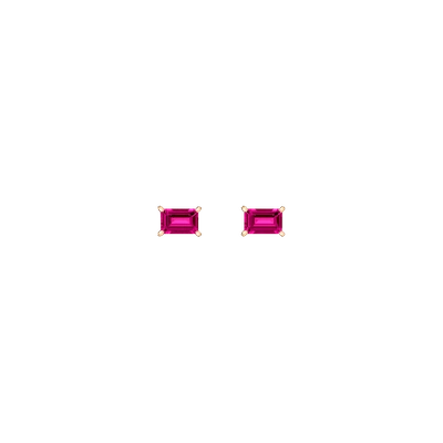 Aurate New York Birthstone Baguette Studs (ruby) In White