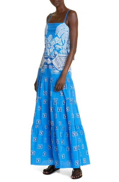 Johanna Ortiz Amancay Cotton Maxi Dress In Blue