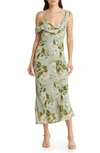 Reformation Reya Floral Drape Dress In Tea Garden