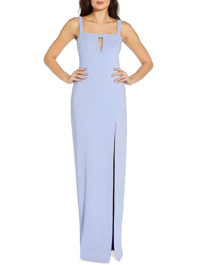 Aidan Mattox Womens Cut-out Column Evening Dress In Blue
