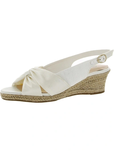 Bella Vita Kimora Womens Silk Open Toe Wedge Sandals In White