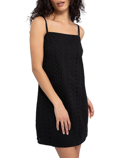 Sanctuary Womens Eyelet Short Mini Dress In Black