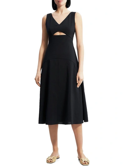 Theory Womens Cut-out Sleeveless Fit & Flare Dress In Black