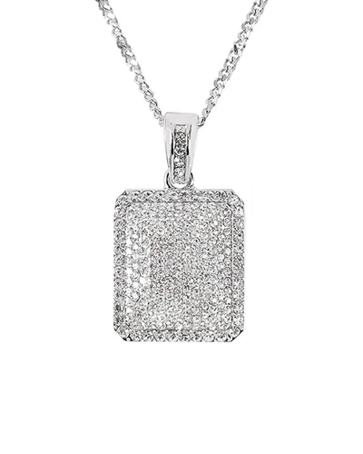 Stephen Oliver Silver Plated Cz Tag Necklace