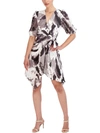 BCBGMAXAZRIA WOMENS FAUX WRAP PLEATED COCKTAIL AND PARTY DRESS