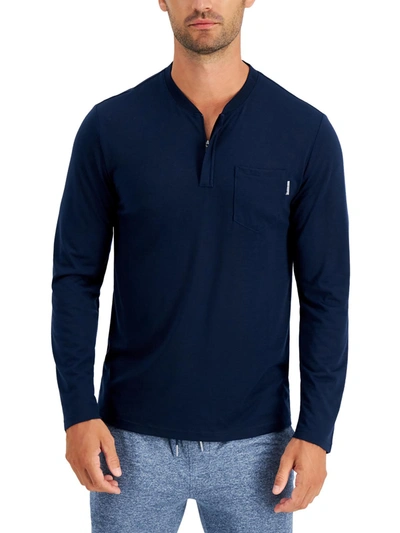 Alfani Mens 1/4 Zip Pocket Henley Shirt In Multi