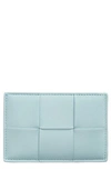 Bottega Veneta Intrecciato Leather Card Case In 3902 Teal Washed-gold