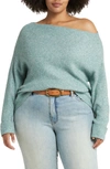 Treasure & Bond One-shoulder Sweater In Green Seaglass