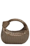 Bottega Veneta Green Mini Jodie Top Handle Bag In Grey