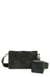 Bottega Veneta Cassette Vogue Intrecciato Crossbody Bag In 3009 Dark Green-silver