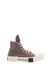 RICK OWENS DRKSHDW 'TURBODRK' DARK GREY HIGH-TOP SNEAKERS WITH CHUNKY SOLE IN CANVAS WOMAN