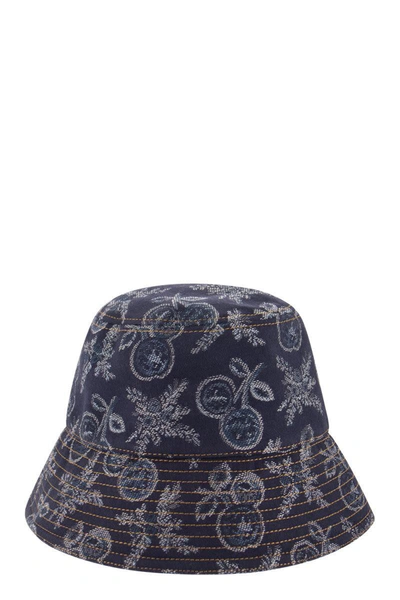 Etro Denim Bucket Hat In Blue