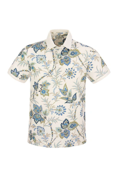 Etro Floral Jersey Polo Shirt In White