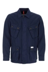 Fay And Cotton Twill Bomber Jacket In Blue