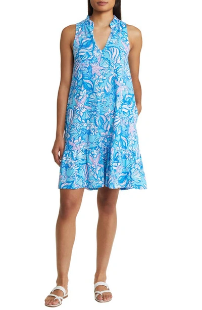 Lilly Pulitzer Malone Shell Print Sleeveless Cotton Shift Dress In Amalfi  Blue Sound Sirens | ModeSens