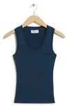 & Other Stories Scoop Neck Rib Sweater Tank In Navy