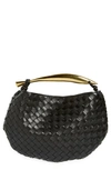 Bottega Veneta Sardine Intrecciato Leather Top Handle Bag In 1019 Black-m Brass