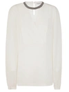 Brunello Cucinelli Round Neck Shirt V-neck Detail In Natural