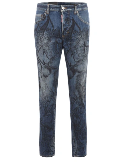 Dsquared2 Jeans  Skinny Dan Jean In Denim In Denim Blu Scuro