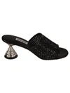 Miu Miu Crystal-embellished Leather Sandals In Black
