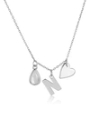 ADORNIA STERLING SILVER THREE CHARM INITIAL NECKLACE