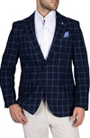 Tailorbyrd Modern Fit Classic Windowpane Sport Coat In Navy/ White