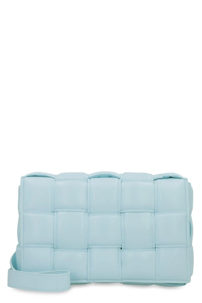 Bottega Veneta Blue Padded Cassette Shoulder Bag In 3915 Pale Blue/gold