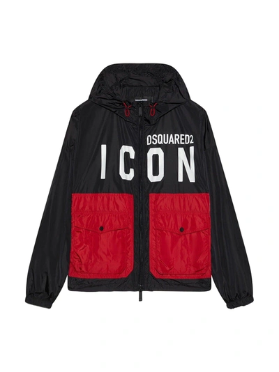 Dsquared2 Icon Hooded Windbreaker In Red