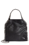 Stella Mccartney Falabella Mini Tote In Metallic Black Vegan Leather In Black W/ Silver