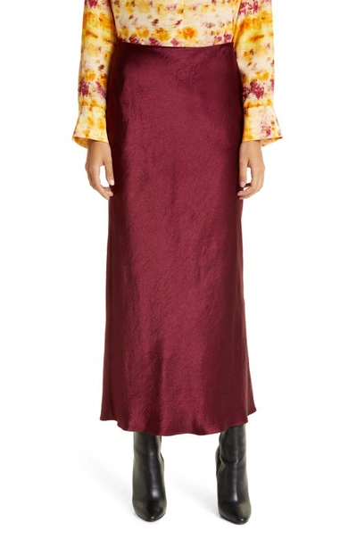 Jason Wu Crinkle Satin Slip Skirt In Bordeaux