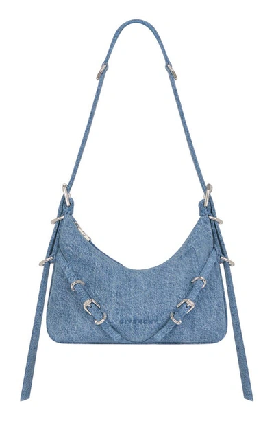 Givenchy Mini Voyou Denim Hobo In Medium Blue