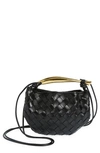 Bottega Veneta Sardine Intrecciato Crossbody Bag In 1019 Black-m Brass