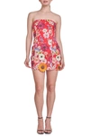 ENDLESS ROSE ENDLESS ROSE FLORAL EMBROIDERY STRAPLESS SHEATH DRESS