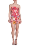 Endless Rose Floral Embroidered Strapless Two-piece Minidress In Red