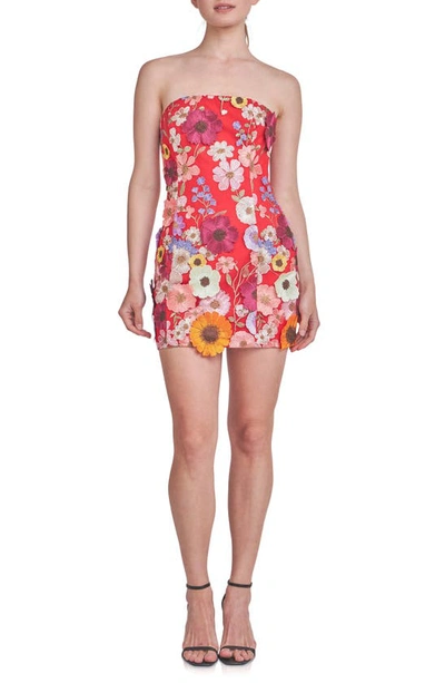 ENDLESS ROSE ENDLESS ROSE FLORAL EMBROIDERY STRAPLESS SHEATH DRESS