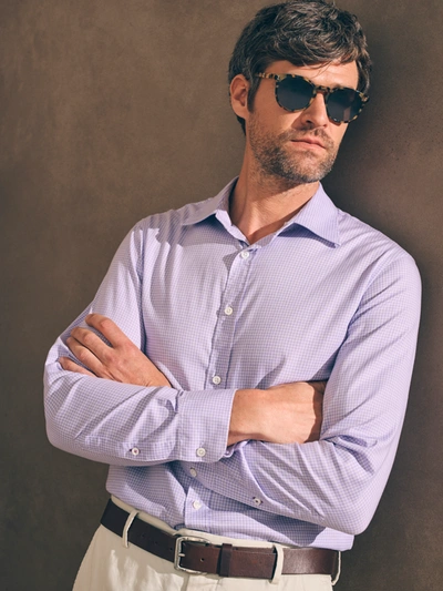 Faherty Reserve Natural Performance Shirt In Spring Lilac Gingham