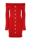 Balmain Button-front Mini Dress In Bx Rouge