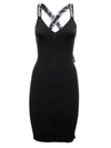 Off-white V-neck Midi Dresses In Black