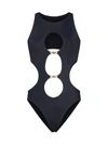 Versace Swim One-piece Lycra Vita Recycled Greek Chain In Nero