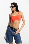 Asos Design Minimal Bralette In Coral