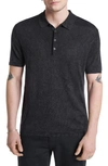 John Varvatos Chatham Regular Fit Textured Wool Blend Polo In Black