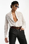 Asos Design Longline Sheer Embroidered Shirt With 70s Collar In White In White