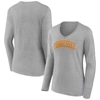 Fanatics Branded Heather Gray Tennessee Volunteers Basic Arch Long Sleeve V-neck T-shirt In Heather Gray