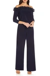 ADRIANNA PAPELL RUFFLE OFF THE SHOULDER BLOUSON BODICE JUMPSUIT