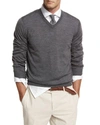Brunello Cucinelli Cashmere V-neck Sweater In Medium Gray