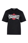 Dsquared2 Women's Short Sleeve Printed Cotton T-shirt In Black