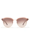 Tom Ford 55mm Gradient Round Sunglasses In Light Brown / Gradient Brown