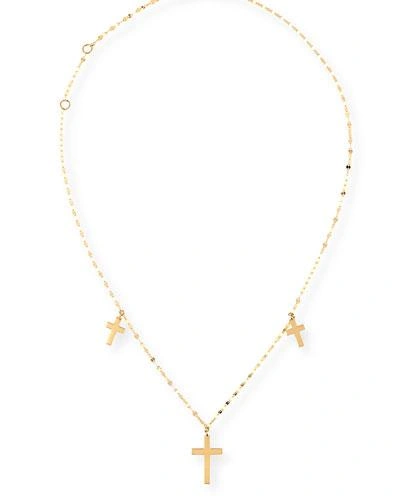 LANA TRIPLE CROSS NECKLACE IN 14K GOLD,PROD200080038